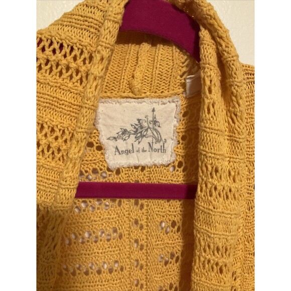 Angel Of The North Women’s L Yellow Sweater Crochet Fashion Designer Anthro - Picture 3 of 6
